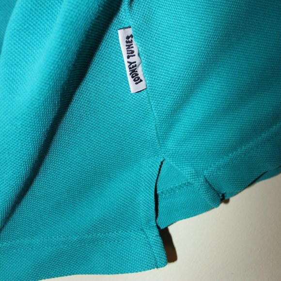 FREE*❤️vintage 1994 Tasmanian Devil men's golf polo shirt teal Acme Clothing Taz - Picture 3 of 5